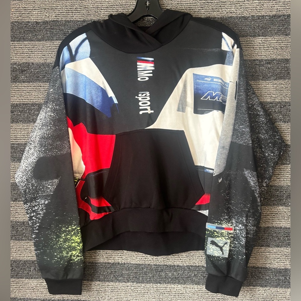 Puma BMW Motorsport Black Cropped Street Hoodie Sweatshirt Small